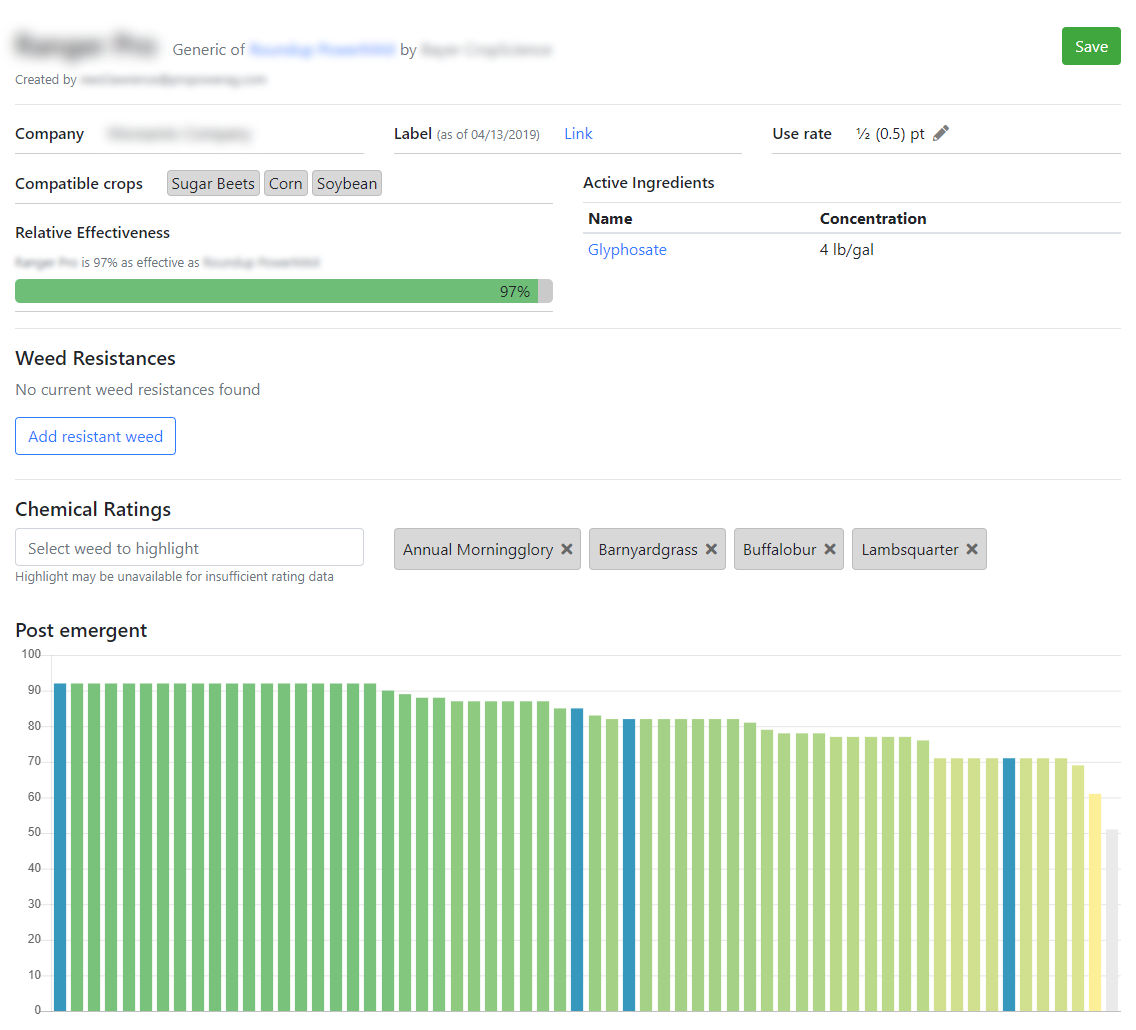 Image showing details of a custom generic herbicide